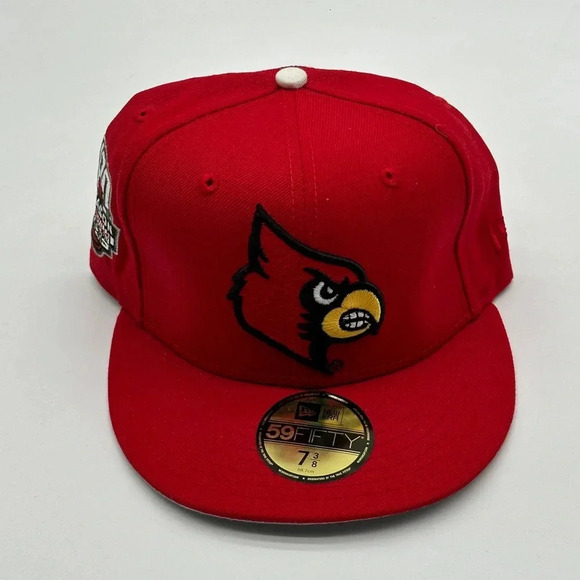New Era Louisville Cardinals Men’s Red Basic 59fifty Fitted Hat size 7 3/8 - Picture 1 of 6